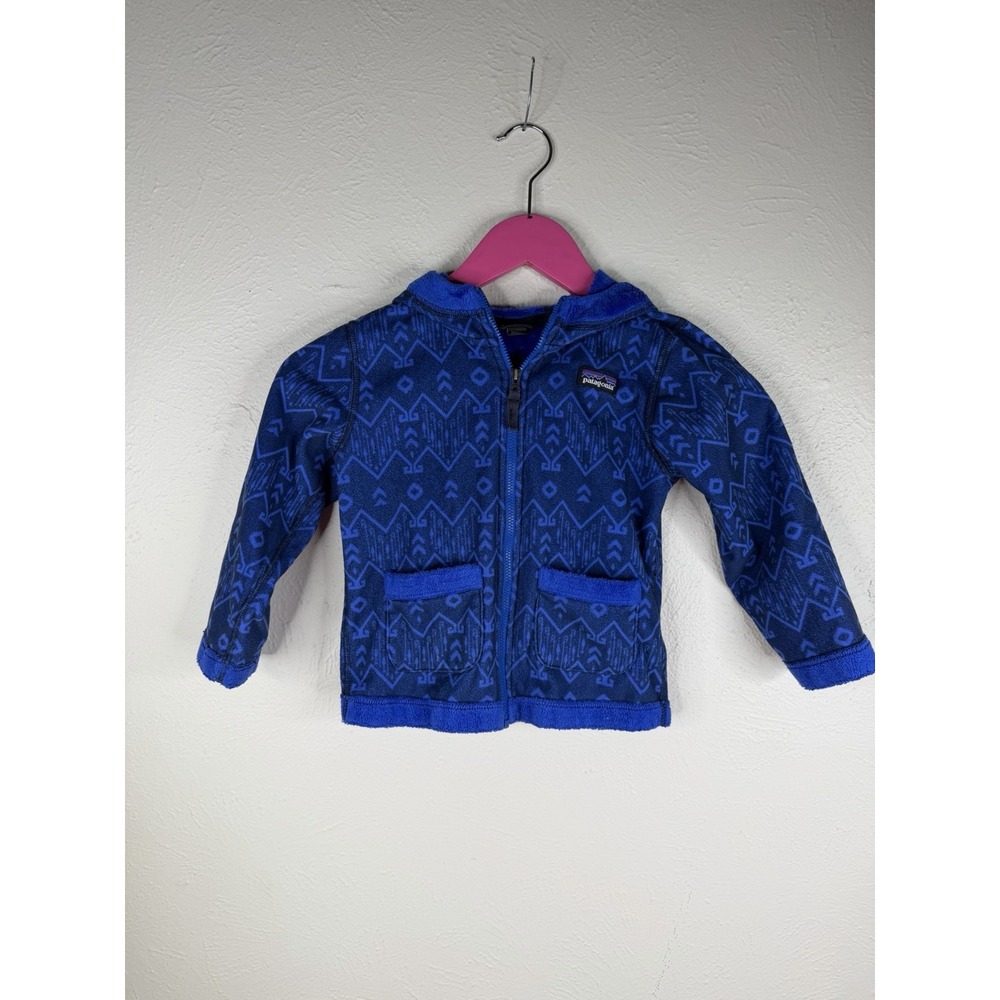 Patagonia Kids Fleece Full Zip Sweater 3T Blue Fuzzy Loop Hoody Outerwear Jacket
